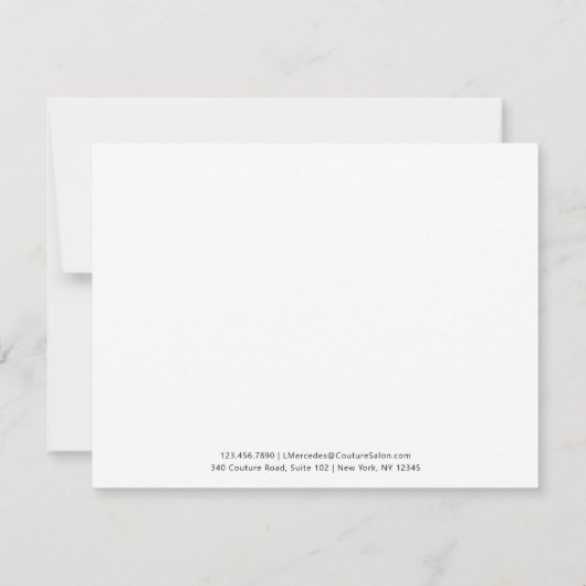 Elegante Monogram Beruflich Stationery Mitteilungskarte (Rückseite)