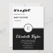 Elegante monogram Black and White Chic Baby Dusche Einladung (Vorderseite)