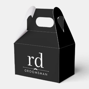 Elegante Monogram Black and White Trauzeugen Gift Geschenkschachtel