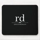 Elegante Monogram Black and White Trauzeugen Gift Mousepad (Vorne)