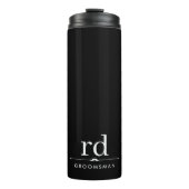 Elegante Monogram Black and White Trauzeugen Gift Thermosbecher (Vorderseite)
