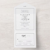 Elegante Monogram Black and White Wedding All In One Einladung (Innen Boden)