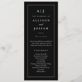 Elegante Monogram Black and White Wedding Programm (Vorderseite)