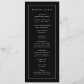 Elegante Monogram Black and White Wedding Programm (Rückseite)