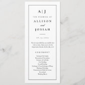Elegante Monogram Black and White Wedding Programm (Vorderseite)