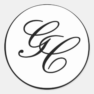 Elegante Monogram Black and White Wedding Sticker