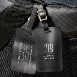 Elegante Monogram Black Brushed Metallic Gepäckanhänger<br><div class="desc">Eleganter Monogram Black Brushed Metallic Gepäckanhänger.</div>