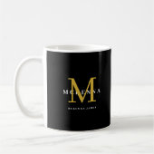 Elegante Monogram Black Gold Anspruchsvolle Klasse Kaffeetasse (Links)