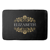 Elegante Monogram Black Gold Bath Mat Badematte (Vorderseite)
