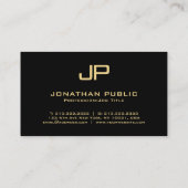 Elegante Monogram Black & Gold Luxury Premium Pear Visitenkarte (Rückseite)