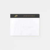 Elegante Monogram Black Gold Marmorvorlage Post-it Klebezettel (Vorderseite)