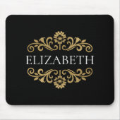 Elegante Monogram Black Gold Office School Mousepad (Vorne)