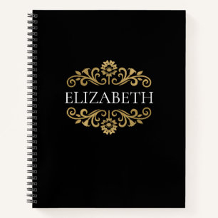 Elegante Monogram Black Gold Office School Notizblock