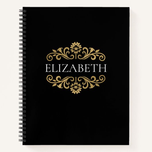 Elegante Monogram Black Gold Office School Notizblock (Vorderseite)