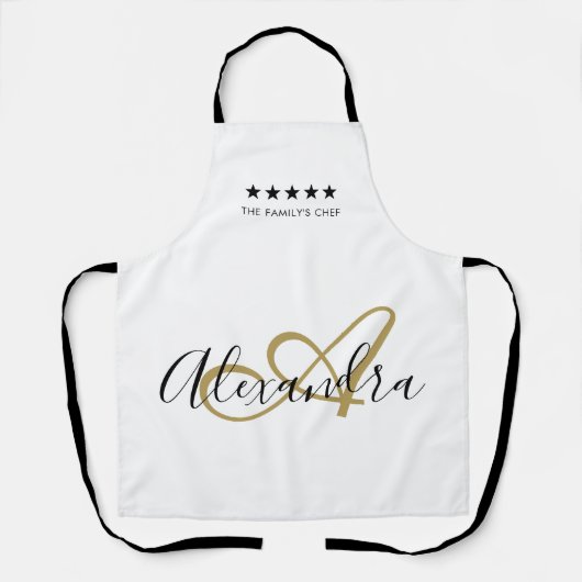 Elegante Monogram Black Gold Script Bester Koch Na Schürze (Vorderseite)