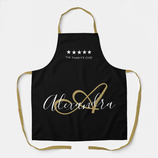 Elegante Monogram Black Gold Script Bester Koch Na Schürze (Vorderseite)