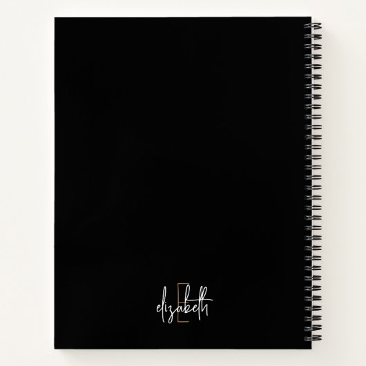 Elegante Monogram Black Gold Script Business Schoo Notizblock (Rückseite)