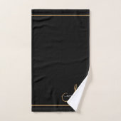 Elegante Monogram Black Gold Script Name Badhandtuch Set (Handtuch)