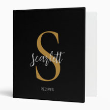 Elegante Monogram Black Gold Script Name Rezept