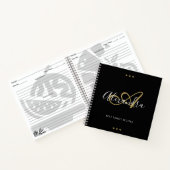Elegante Monogram Black Gold Script Name Rezept Notizblock (Innenseite)