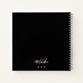 Elegante Monogram Black Gold Script Name Rezept Notizblock (Rückseite)