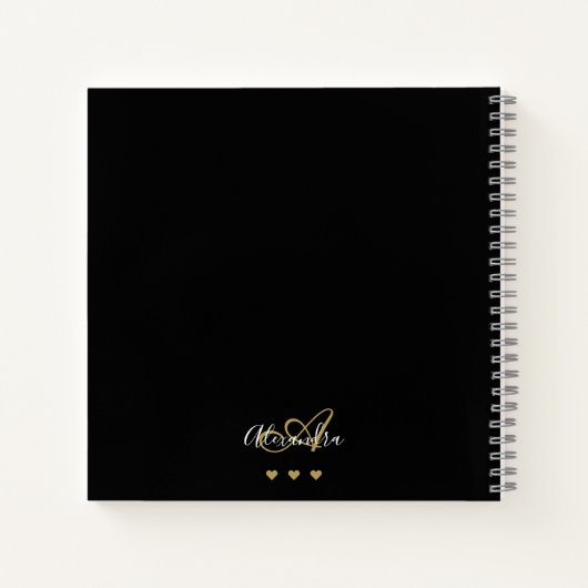 Elegante Monogram Black Gold Script Name Rezept Notizblock (Rückseite)