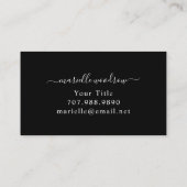 Elegante Monogram Black Gold Script Name Visitenkarte (Rückseite)