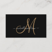 Elegante Monogram Black Gold Script Name Visitenkarte (Vorderseite)
