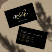 Elegante Monogram Black Gold Script Name Visitenkarte