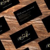 Elegante Monogram Black Gold Script Name Visitenkarte