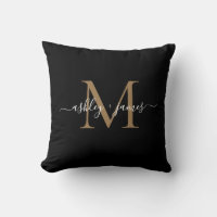 Elegante Monogram Black Gold Script-Namen Hochzeit