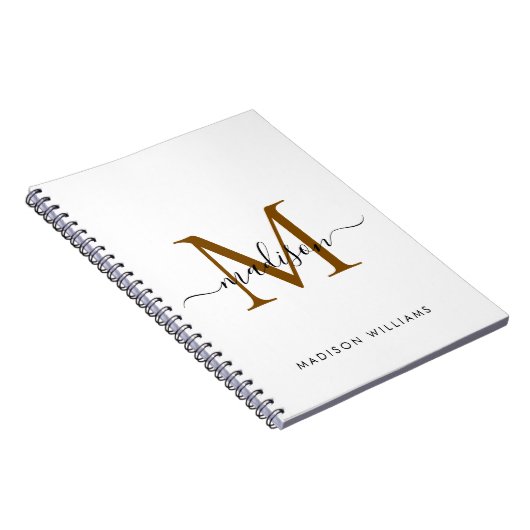 Elegante Monogram Black Gold Script Office School Notizblock (Rechte Seite)