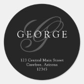 Elegante Monogram Black Gray-Adresse Runder Aufkleber (Vorderseite)