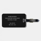 Elegante Monogram Black Gray Custom Gepäckanhänger (Rückseite horizontal)