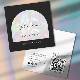 Elegante Monogram Black Holographic Business Card Quadratische Visitenkarte