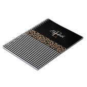 Elegante Monogram Black Leopard Animal Print Notizblock (Linke Seite)