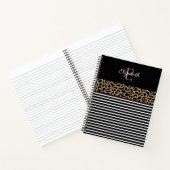 Elegante Monogram Black Leopard Animal Print Notizblock (Innenseite)