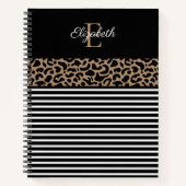 Elegante Monogram Black Leopard Animal Print Notizblock (Vorderseite)