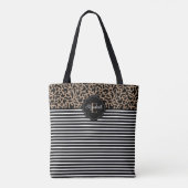 Elegante Monogram Black Leopard Animal Print Tasch Tasche (Rückseite)