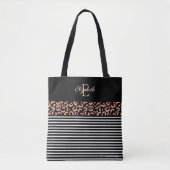 Elegante Monogram Black Leopard Animal Print Tasch Tasche (Vorderseite)