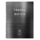 Elegante Monogram Black Travel Notizblock (Vorderseite)