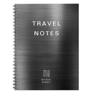 Elegante Monogram Black Travel Notizblock