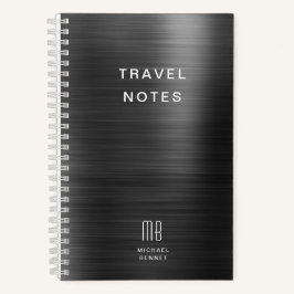 Elegante Monogram Black Travel Notizblock