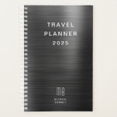 Elegante Monogram Black Travel Planer (Vorderseite)
