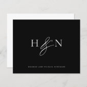 Elegante Monogram Black Wedding Dankeschön Card (Vorne/Hinten)