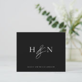 Elegante Monogram Black Wedding Dankeschön Card (Stehend Vorderseite)