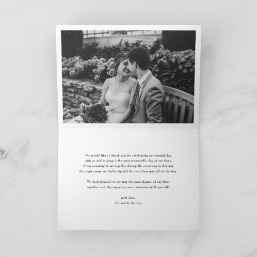 Elegante Monogram Black Wedding Dankeskarte (Innenseite)