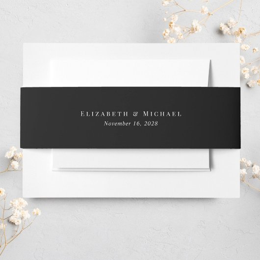Elegante Monogram Black Wedding Einladungsbanderole