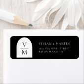 Elegante Monogram Black Wedding Rücksendeadresse (Insitu)