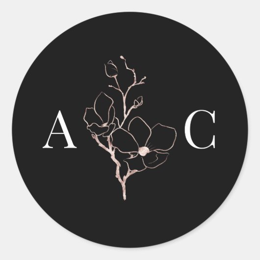 Elegante Monogram Black Wedding Umschlag Aufkleber (Vorderseite)